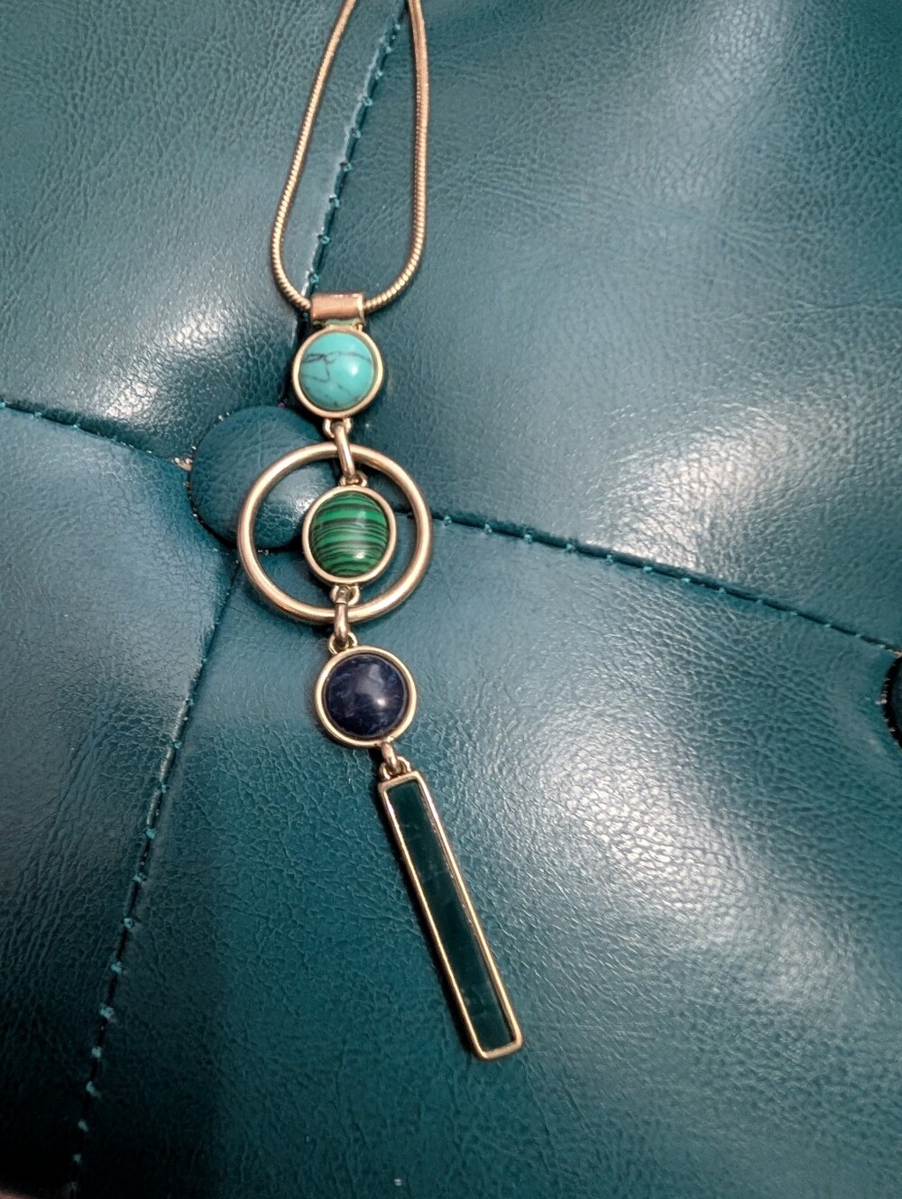 Chloe + Isabel Gold-Tone Necklace with Teal, Green & Blue Stones